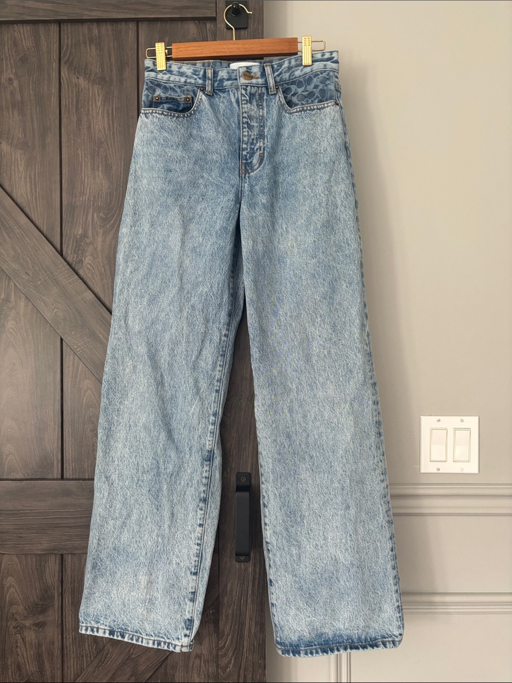 Coach Light Blue Wide Leg High-Rise Jeans